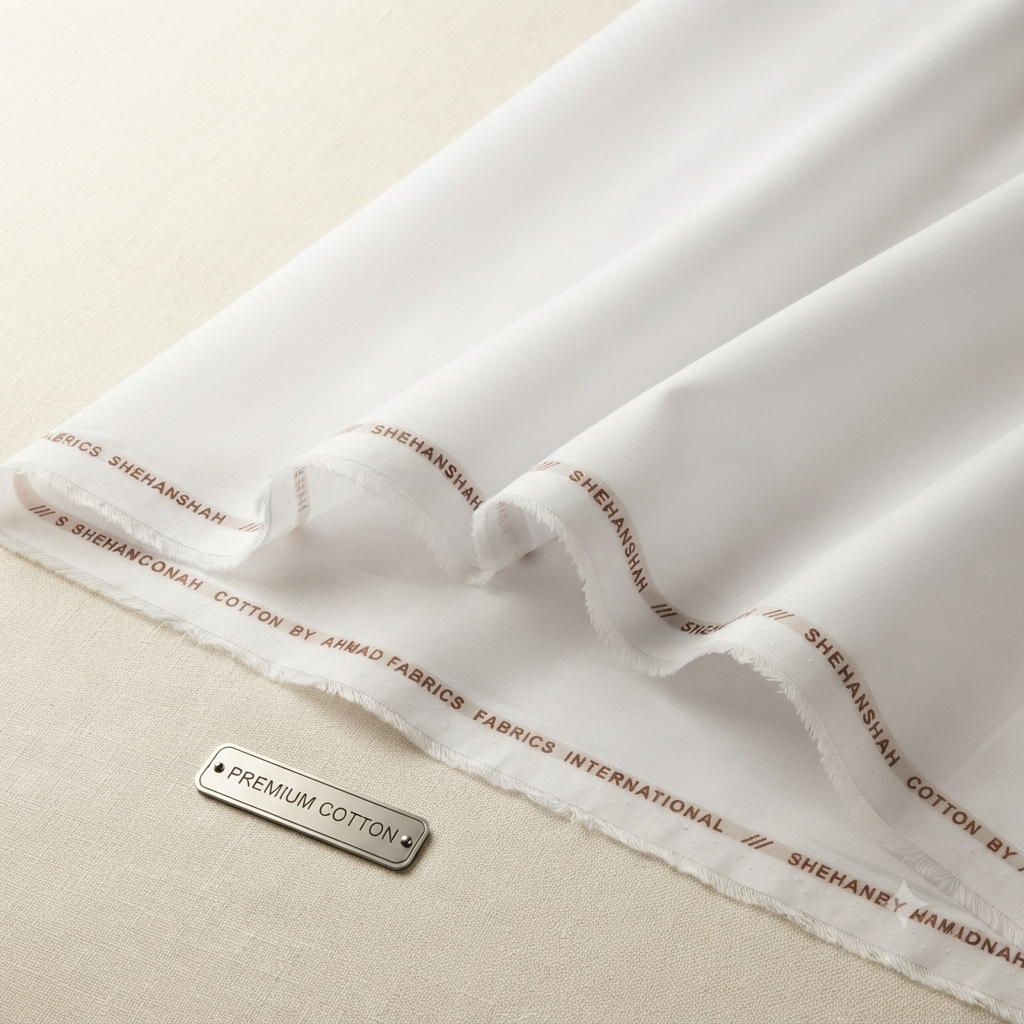 Shahanshah Premium White Cotton – 100% Cotton Unstitched Suit (4.5M) | Hafiz Cloth