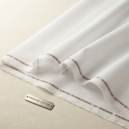 Shahanshah Premium White Cotton – 100% Cotton Unstitched Suit (4.5M) | Hafiz Cloth