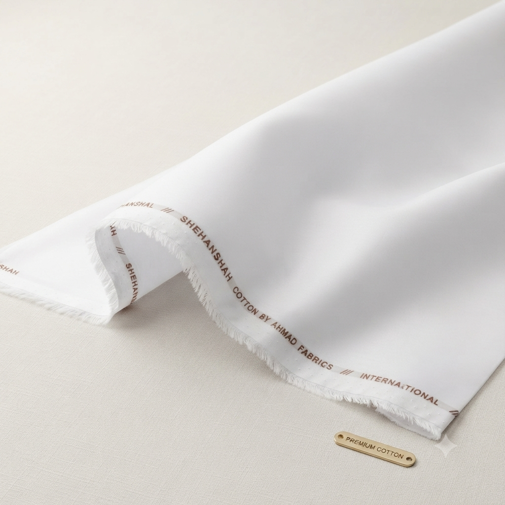 Shahanshah Premium White Cotton – 100% Cotton Unstitched Suit (4.5M) | Hafiz Cloth